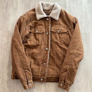 Brandy Melville Tan Corduroy Sherpa Lined Trucker Jacket